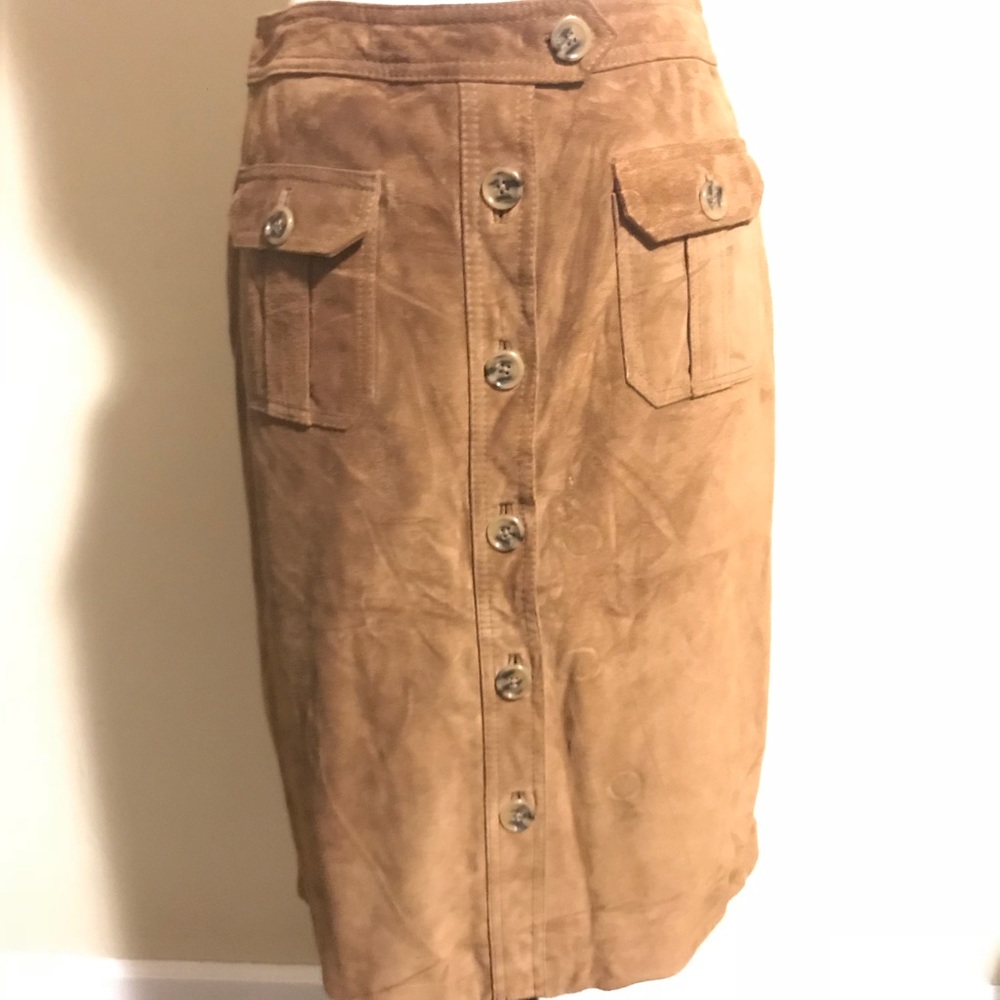 Suede leather skirt